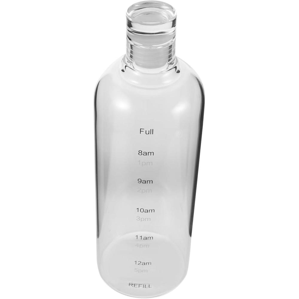 image:imageCLISPEED Bouteille Verre Transparent avec Graduation Horaire Gourde Sportive pour Bureau et Gym Compatible Boissons Chaudes et Froides Capacit leve pour Hydratation