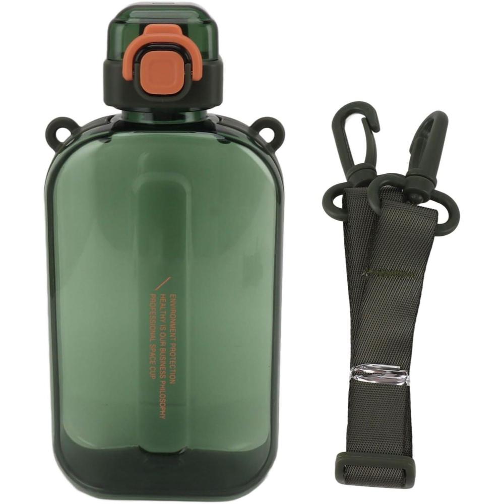 image:imageERYUE Bouteille deau Plate 750ml Mince en Silicone PC Antifuite avec Sangle Bouteille de Boisson Plate pour les Activits Sportives de Plein Air VertVert