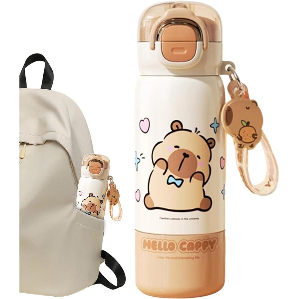 image:imageGourde Sportive Mignonne Mug Portable Avec Couvercle Paille Et Antirouille Bouteille DEau De Boisson Pour cole Voyage Intrieur Extrieur Maison Famille Adultes tudiantsBlanc