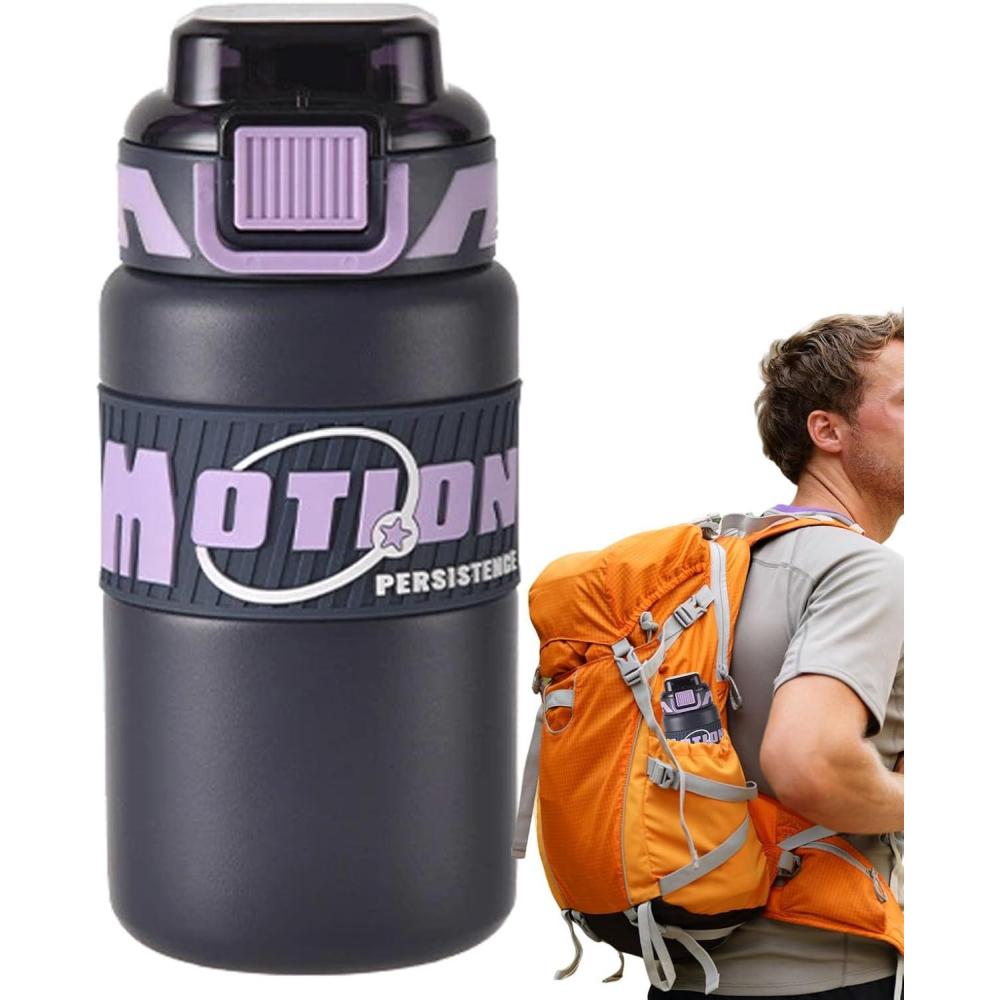 image:imageGourde dEau SportiveGobelet  Paille 640ml Pour Boisson De VoyageBouteille dEau en Acier Inoxydable tanche  pour le Voyage les tudiants lEscalade les Activits de Plein Air lAlpinisme leViolet