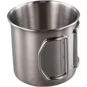 260350660ML Tasse à boisson en acier inoxydable avec poignée pliable pour voyage et activités sportives (350 ml)(350 ml)