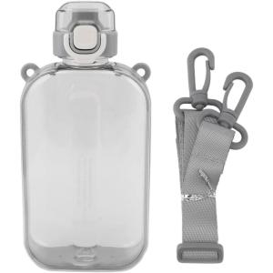 ERYUE Bouteille d&rsquo;eau Plate 750ml Mince en Silicone PC Anti-fuite avec Sangle Bouteille de Boisson Plate pour les Activités Sportives de Plein Air (Vert)(Gris)