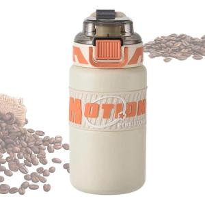 Gourde d&rsquo;Eau Sportive – Gobelet À Paille 640ml Pour Boisson De Voyage,Sportifs Portables En Acier Inoxydable – Pour La Randonnée L&rsquo;Escalade Les Activités De Plein Air L&rsquo;Alpinisme Le Pique Nique(Crémeux)