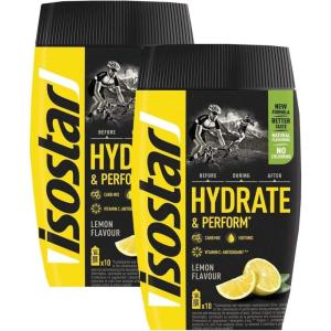 Isostar Hydrate & Perform Iso Drink – Poudre d&rsquo;électrolyte pour soutenir la performance sportive – Citron (2x400g)
