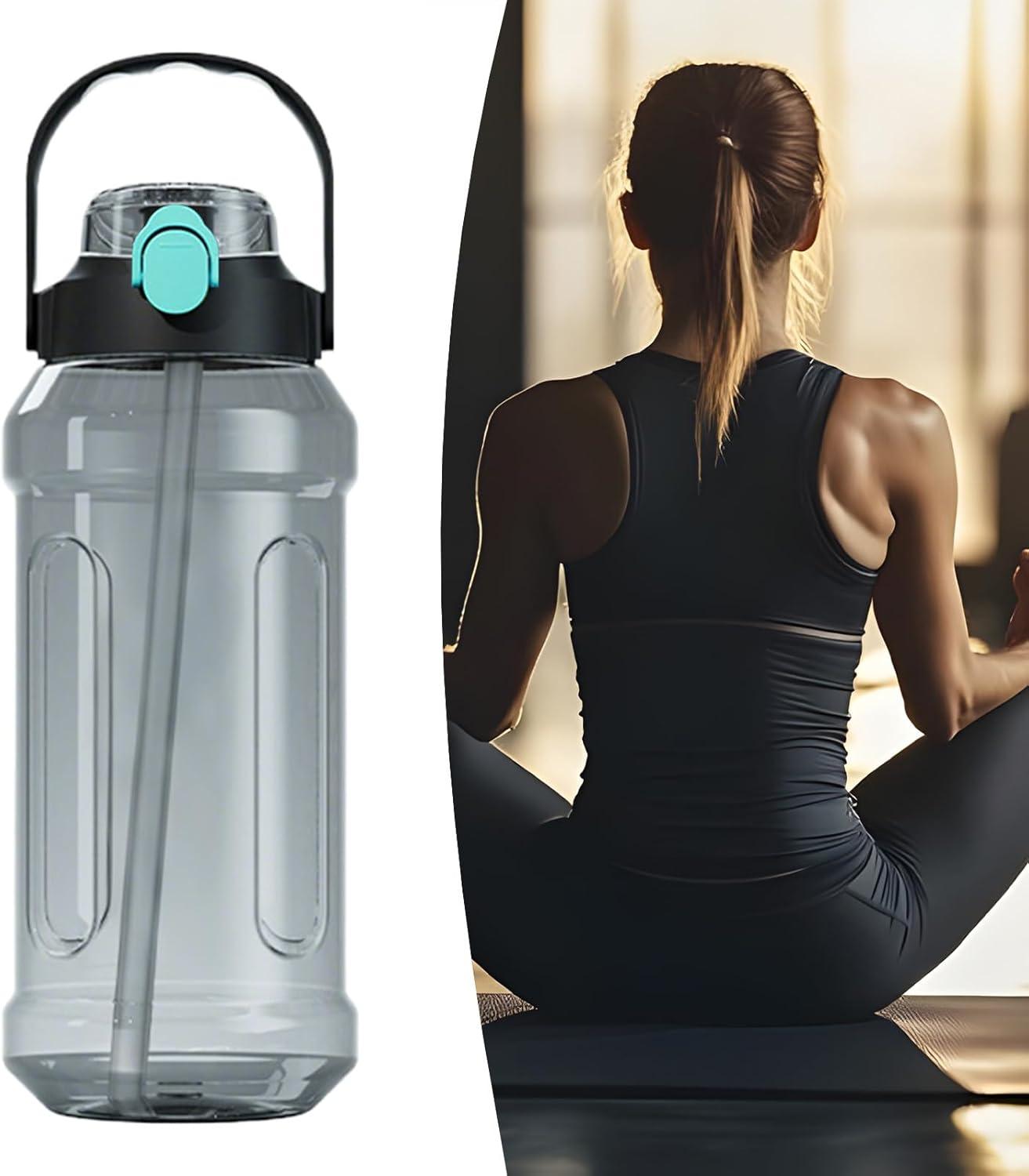 image:imageBouteille deau de voyage bouteille deau de gym Double buvant du bec tublage Bouteille deau double boisson transparente fuite scelle pour la randonne sportiveBleu Noir