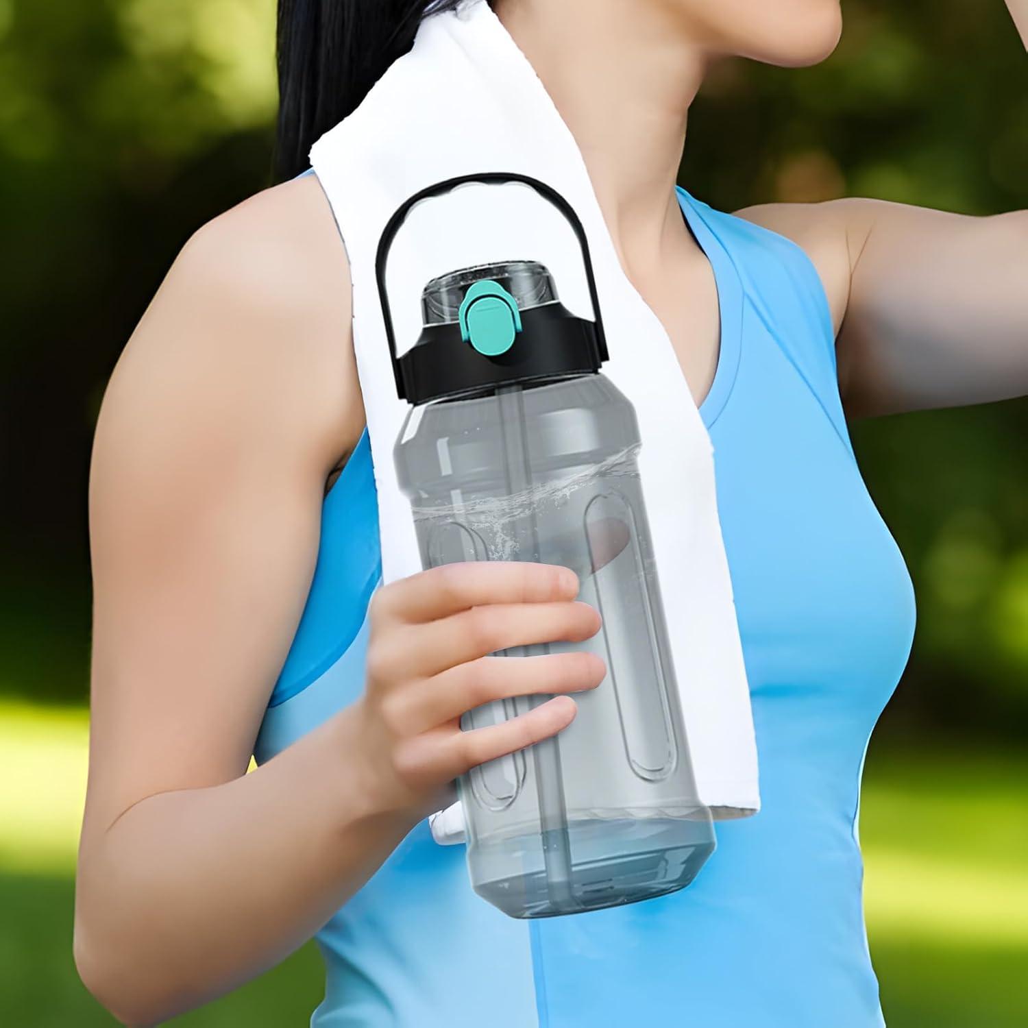 image:imageBouteille deau sportive bouteille deau couranteTobus de boisson lpreuve des fuites Bouteille deau lgre portable avec double bec de boisson pour le camping de pymatisation de voyageBleu Noir
