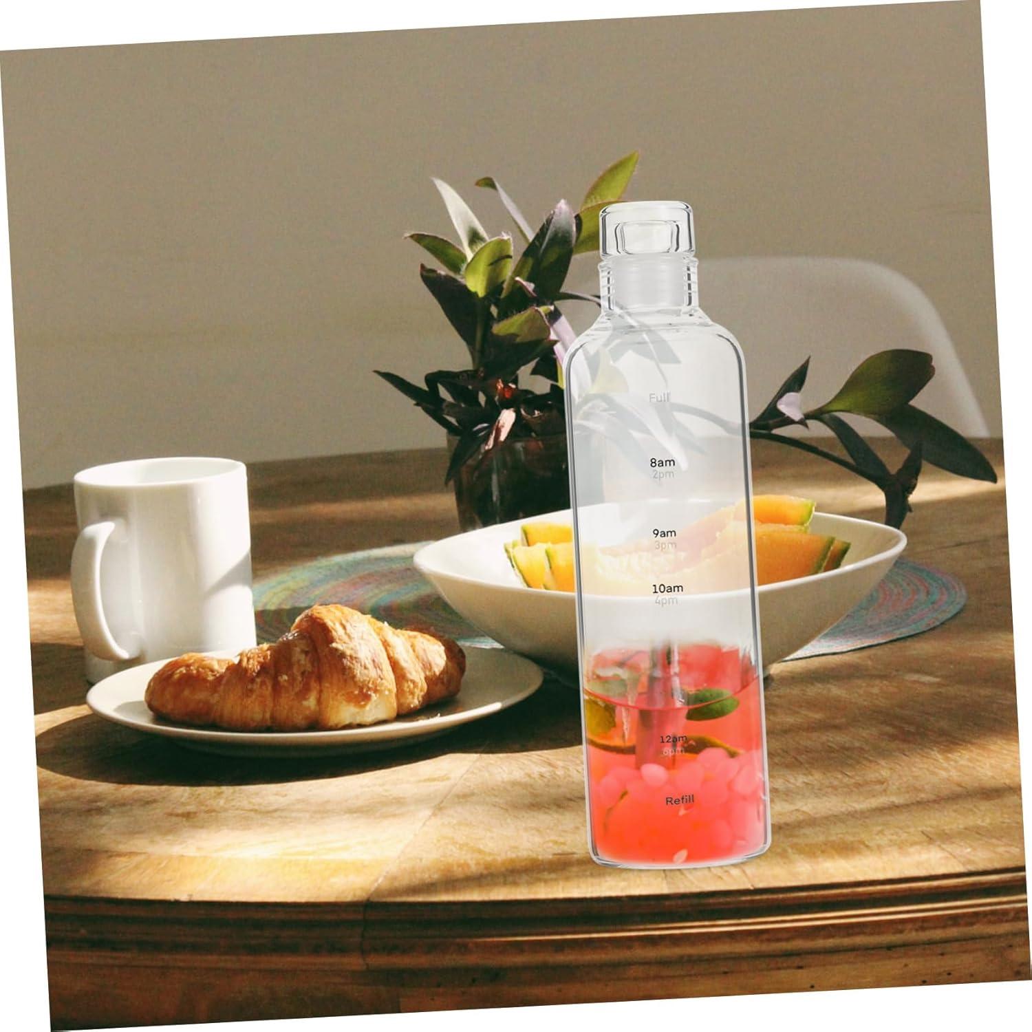 image:imageCabilock Bouteille Eau Transparente Plastique avec chelle Temporelle Gourde tanche Sportive Pratique pour Jus et Boissons Design Ergonomique pour Confort