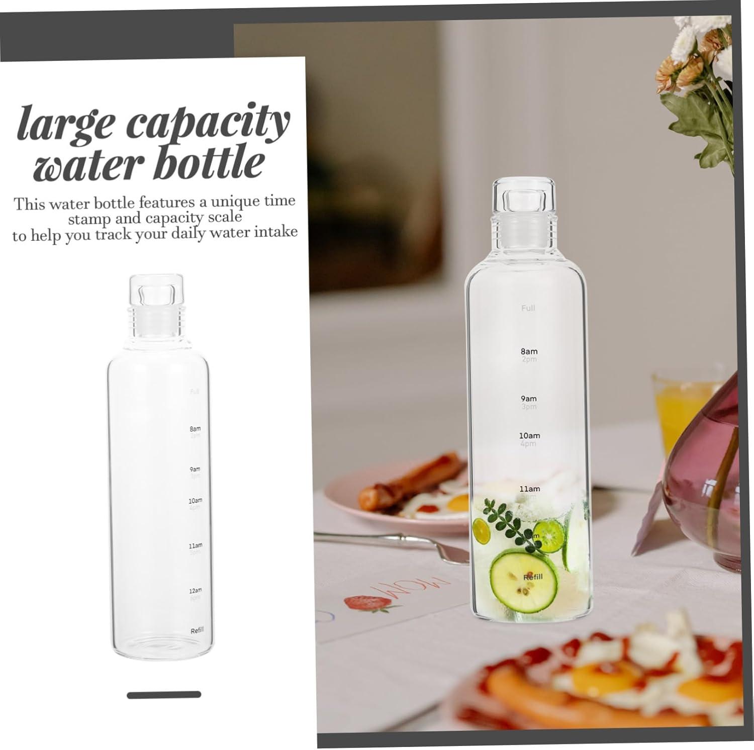 image:imageCabilock Bouteille Eau Transparente Plastique avec chelle Temporelle Gourde tanche Sportive Pratique pour Jus et Boissons Design Ergonomique pour Confort