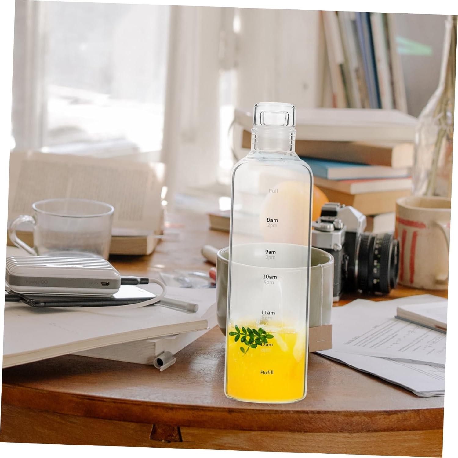 image:imageCabilock Bouteille Eau Transparente Plastique avec chelle Temporelle Gourde tanche Sportive Pratique pour Jus et Boissons Design Ergonomique pour Confort