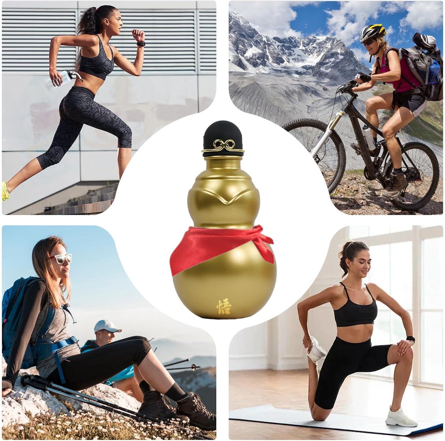 image:imageGourde Eau 900ml Conteneur de Boisson Chinois Bouteille Deau SportivePour Les Enthousiastes De Plein Air Voyageurs Jardiniers Sorties De Camping Cours De Yoga PiqueNiques PlageOr