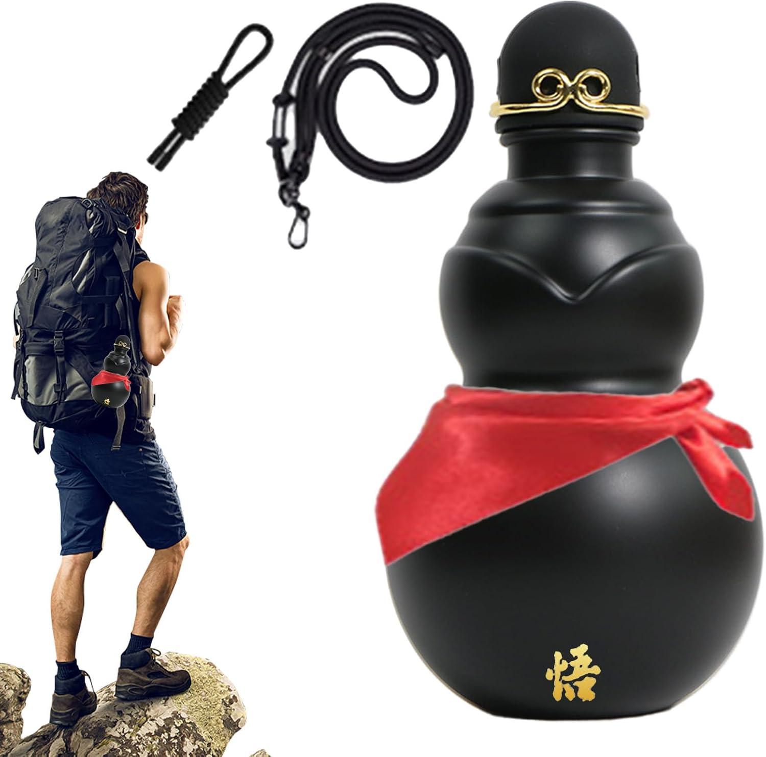 image:imageGourde Eau 900ml Conteneur de Boisson Chinois Bouteille Deau SportivePour Les Enthousiastes De Plein Air Voyageurs Jardiniers Sorties De Camping Cours De Yoga PiqueNiques PlageNoir