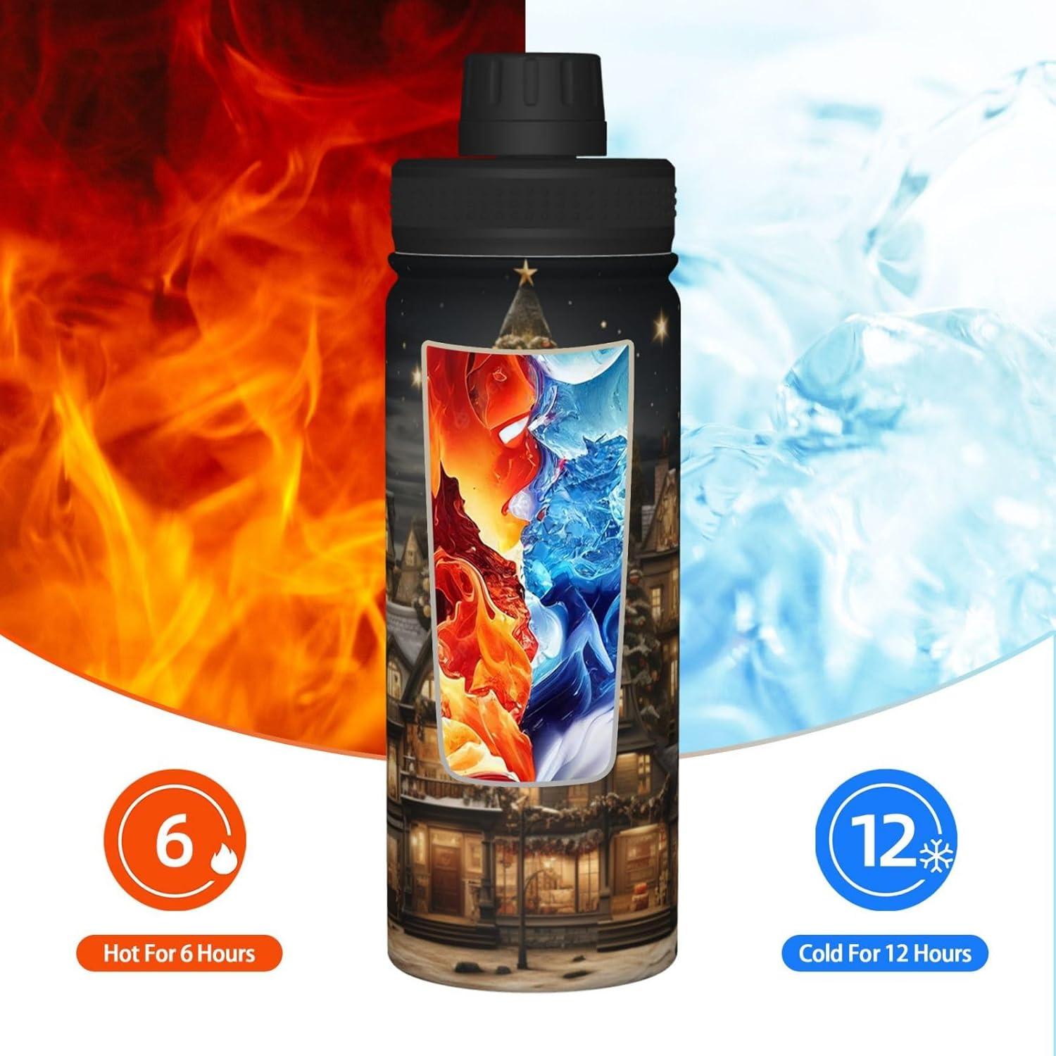image:imageGourde isotherme sportive de 500 ml Bouteille deau isotherme pour boissons chaudes et froides Compagnon sportif portable Grand sapin de Nol la maison