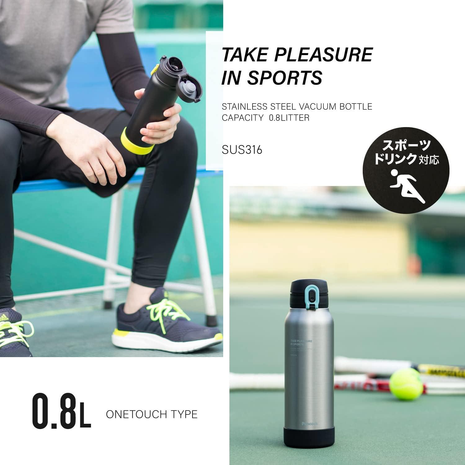 image:imagePeacock AKER60 ASM Bouteille deau de 600 ml Conservation chaude et froide Pour boissons sportives Bleu fumTransparent Mat