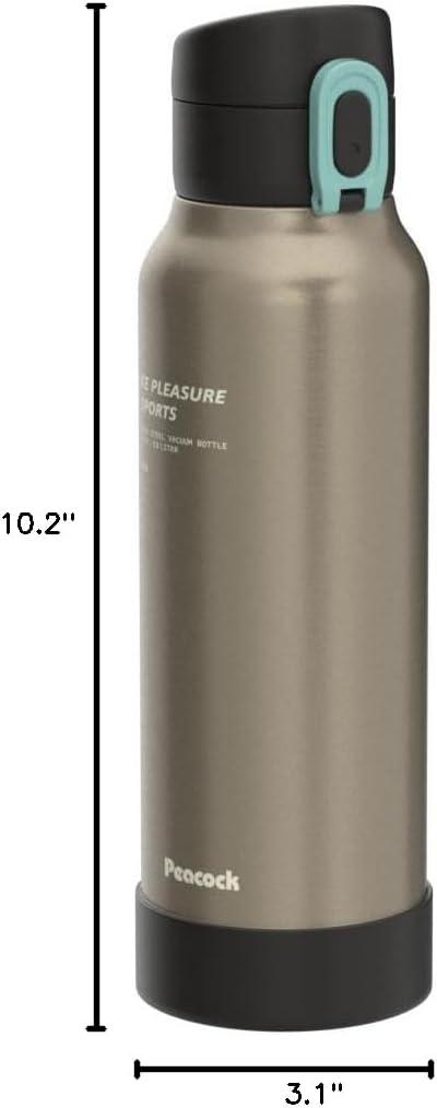 image:imagePeacock AKER60 ASM Bouteille deau de 600 ml Conservation chaude et froide Pour boissons sportives Bleu fumTransparent Mat