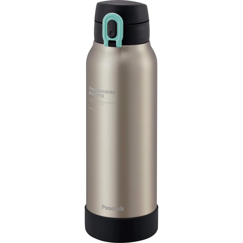 image:imagePeacock AKER60 ASM Bouteille deau de 600 ml Conservation chaude et froide Pour boissons sportives Bleu fumTransparent Mat