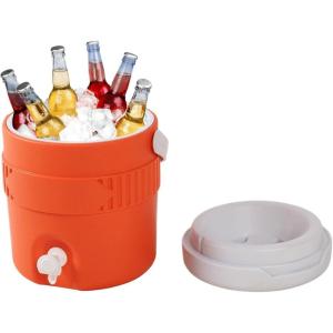 Distributeur de boissons sportives, 3,8 L, refroidisseur d&rsquo;eau isotherme froid et chaud, portable pour les activités de plein air, la pêche, le camping(Orange)