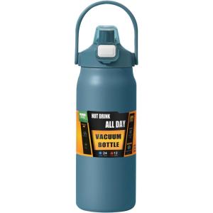 Générique Bouteille Isotherme,1500ml Tasse En Acier Inoxydable Avec Paille,Bouteille d&rsquo;Eau Sportive – Pour Femmes Hommes École Sports Maison Voyage Café Boissons(Bleu Foncé)