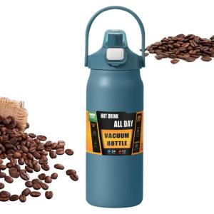 Générique Bouteille d&rsquo;eau,1500ml Tasse Vide Étanche avec Paille,Bouteille d&rsquo;Eau Sportive | Pour Femmes Hommes École Sports Maison Voyage Café Boissons(Bleu Foncé)