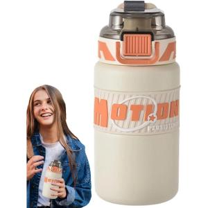 Gourde d&rsquo;Eau Sportive,Tasse à Boire de 640ml,Bouteille en Acier Inoxydable avec Couvercle à Paille – Idéale pour les Boissons les Voyages les Étudiants la Randonnée les Activités de Plein Air(Crémeux)