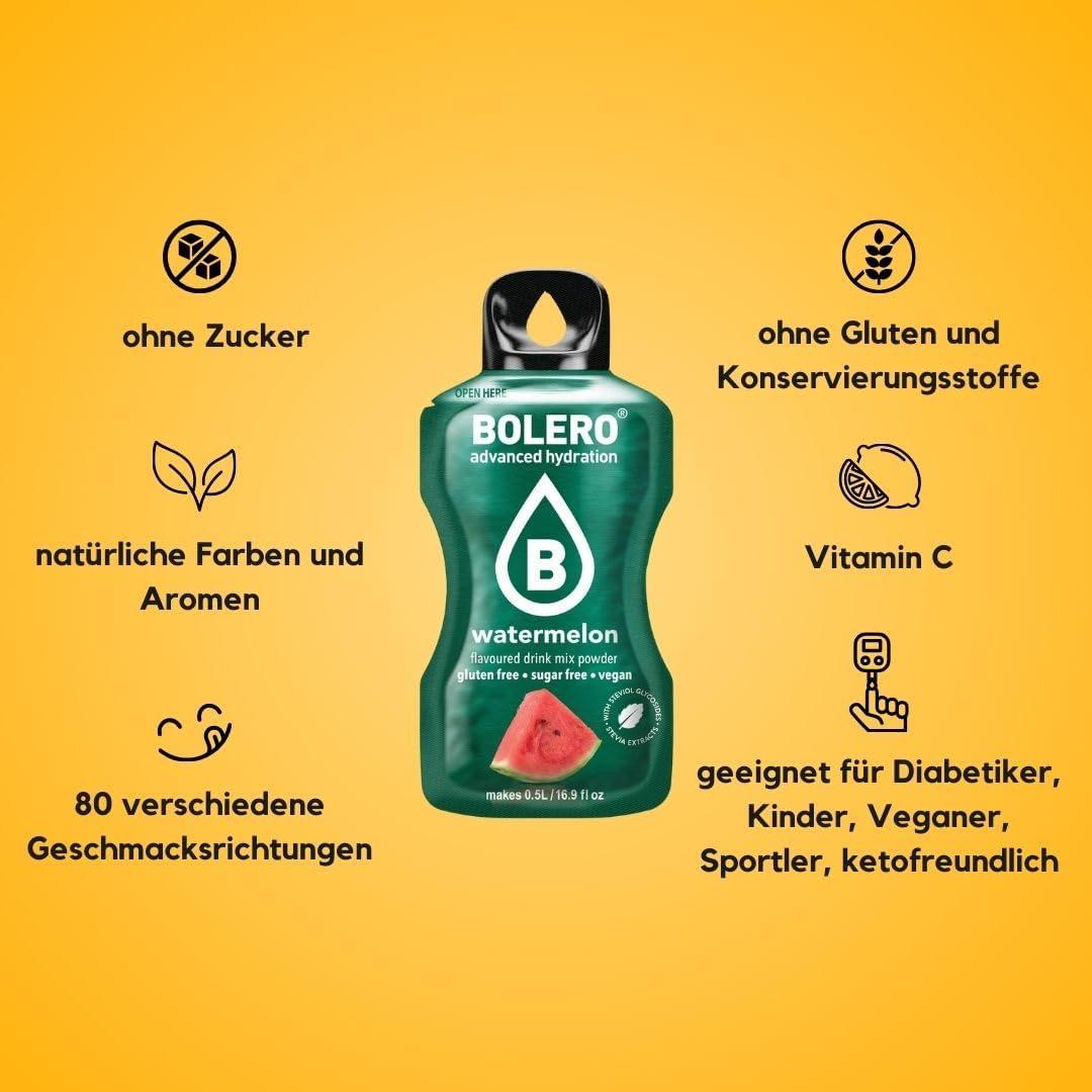image:imageBolero PAPAYA 24x3g Jus en poudre sans sucre dulcor la stvia vitamine C pour enfants et sportifs sans gluten vgtalien saveur de papaye