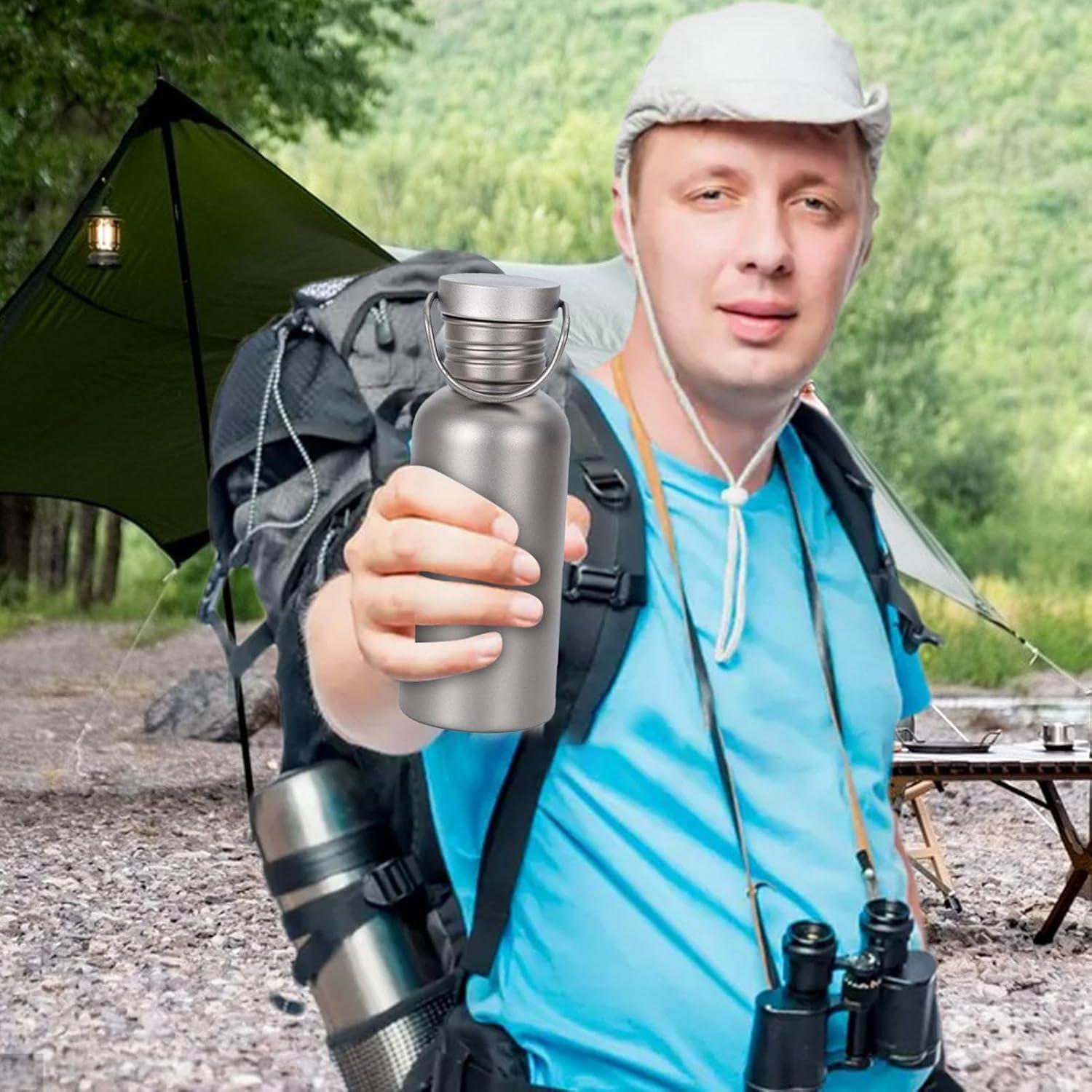 image:imageBouteille Dhydratation Sportive Foldage Deau En Titane Couvercle Rsistant Aux Fuites Bouteille De Boisson Prt Pour Les Voyages De 700 Ml Avec Design Robuste Idal Pour Le Randonne De Ra500ml