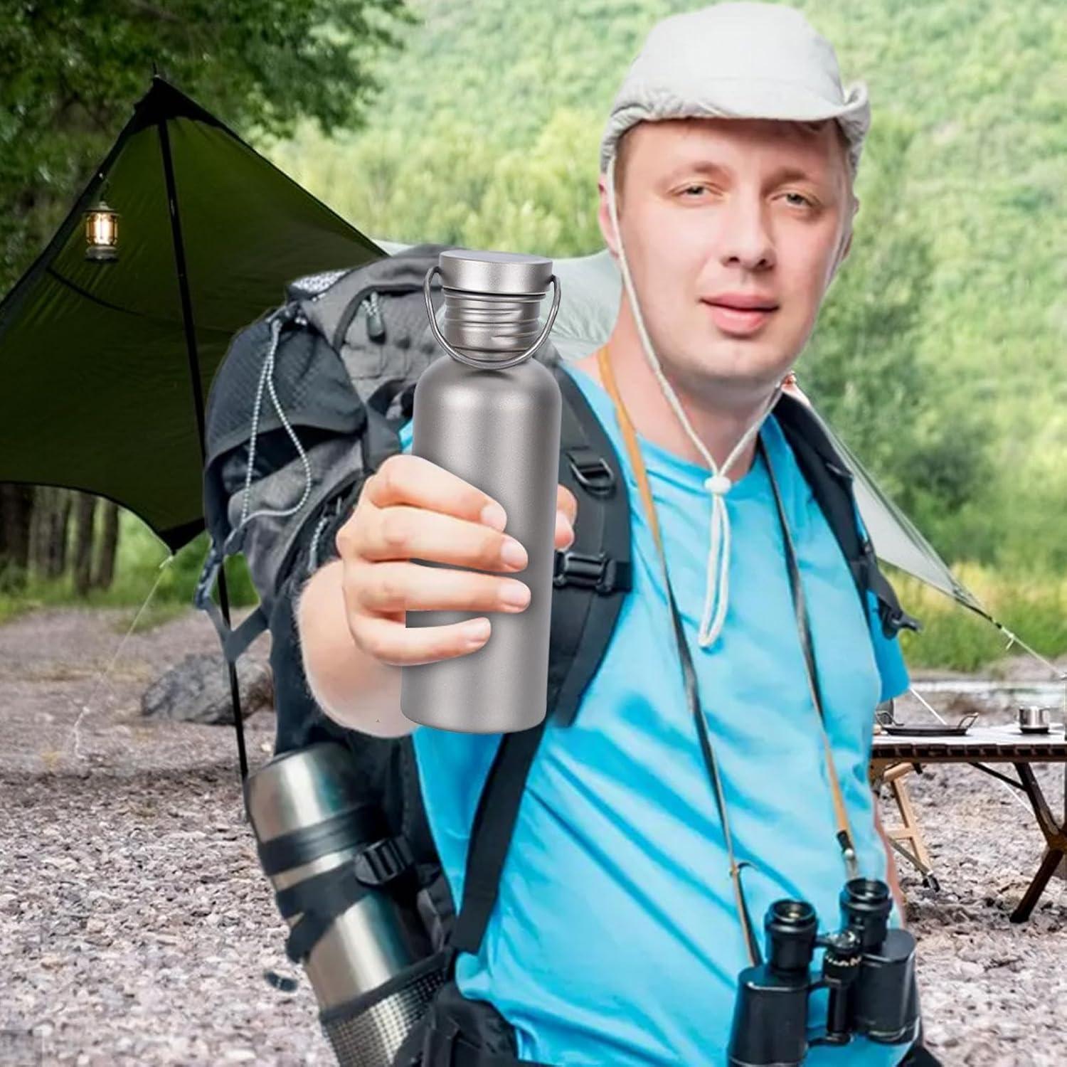 image:imageBouteille Dhydratation Sportive Foldage Deau En Titane Couvercle Rsistant Aux Fuites Bouteille De Boisson Prt Pour Les Voyages De 700 Ml Avec Design Robuste Idal Pour Le Randonne De Ra600ml