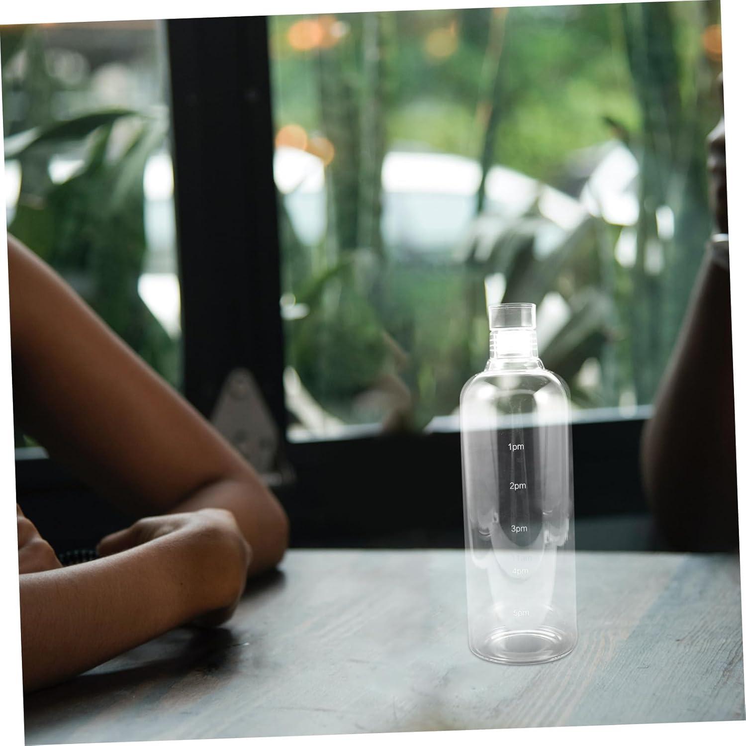 image:imageBouteille en verre transparente avec marqueur horaire flacon rutilisable pour hydratation sportive compatible boissons chaudes et froides capacit importante pour fitness