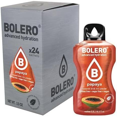 image:imageBolero PAPAYA 24x3g  Jus en poudre sans sucre dulcor  la stvia  vitamine C  pour enfants et sportifs  sans gluten vgtalien  saveur de papaye
