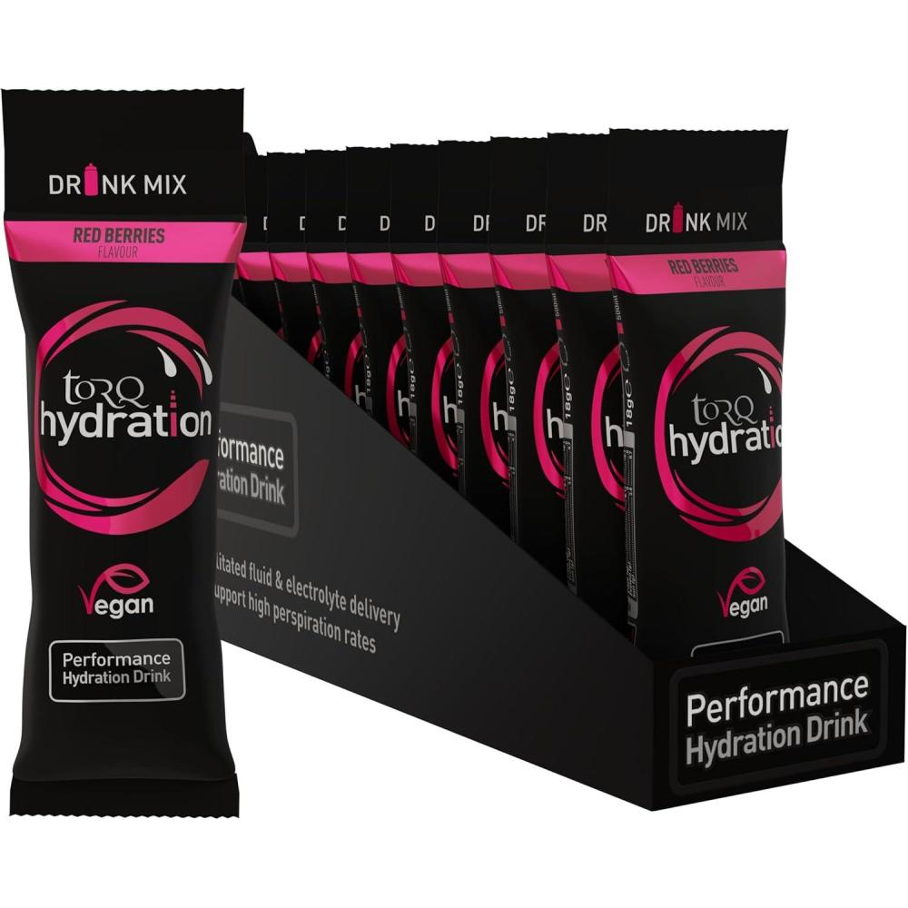 image:imageTORQ Hydratation Pastque Rhydratation rapide lectrolytes poudre profil hypotonique course pied vlo boisson dhydratation sportive portion unique bote de 15Baies rouges