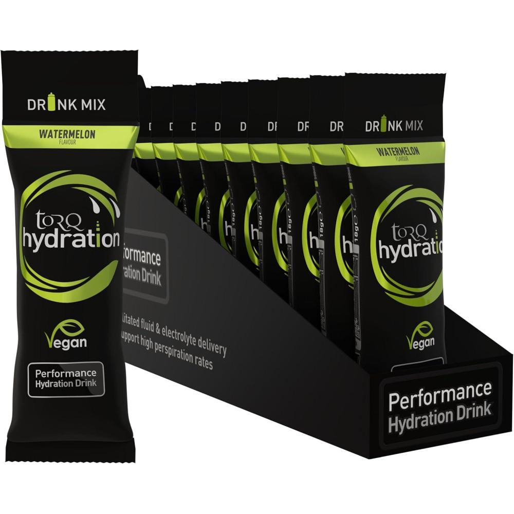 image:imageTORQ Hydratation Pastque Rhydratation rapide lectrolytes poudre profil hypotonique course pied vlo boisson dhydratation sportive portion unique bote de 15Pastque