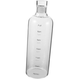 Bouteille en verre transparente avec marqueur horaire flacon réutilisable pour hydratation sportive compatible boissons chaudes et froides capacité importante pour fitness