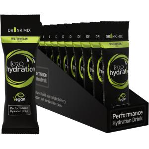 TORQ Hydratation – Pastèque – Réhydratation rapide électrolytes poudre profil hypotonique course à pied, vélo, boisson d&rsquo;hydratation sportive – portion unique – boîte de 15(Pastèque)