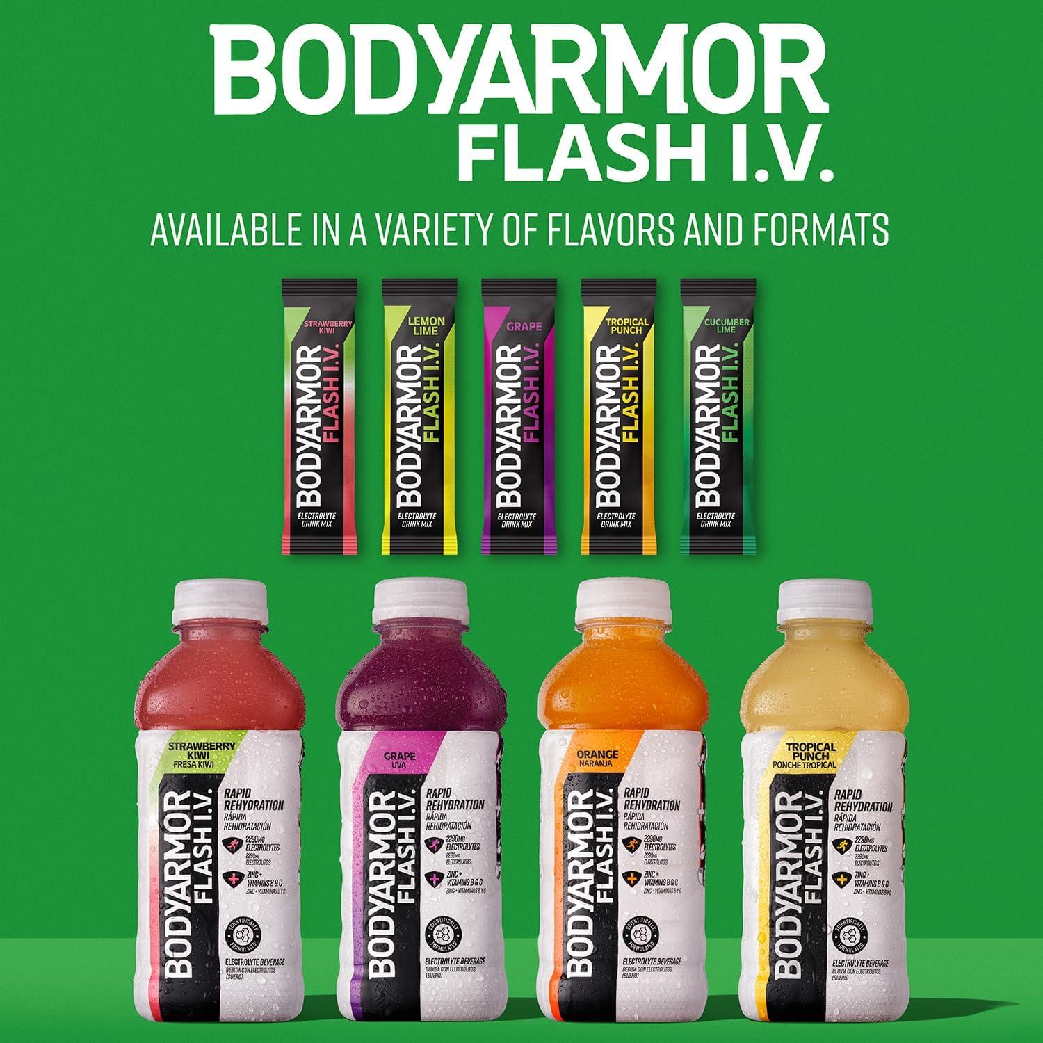 image:imageBODYARMOR Flash IV Lot de 6 paquets dlectrolytes sans sucre mlange boisson sans sucre poudre deau de noix de coco hydratation pour lentranement essentiels de voyage il suffit dajouterRaisin