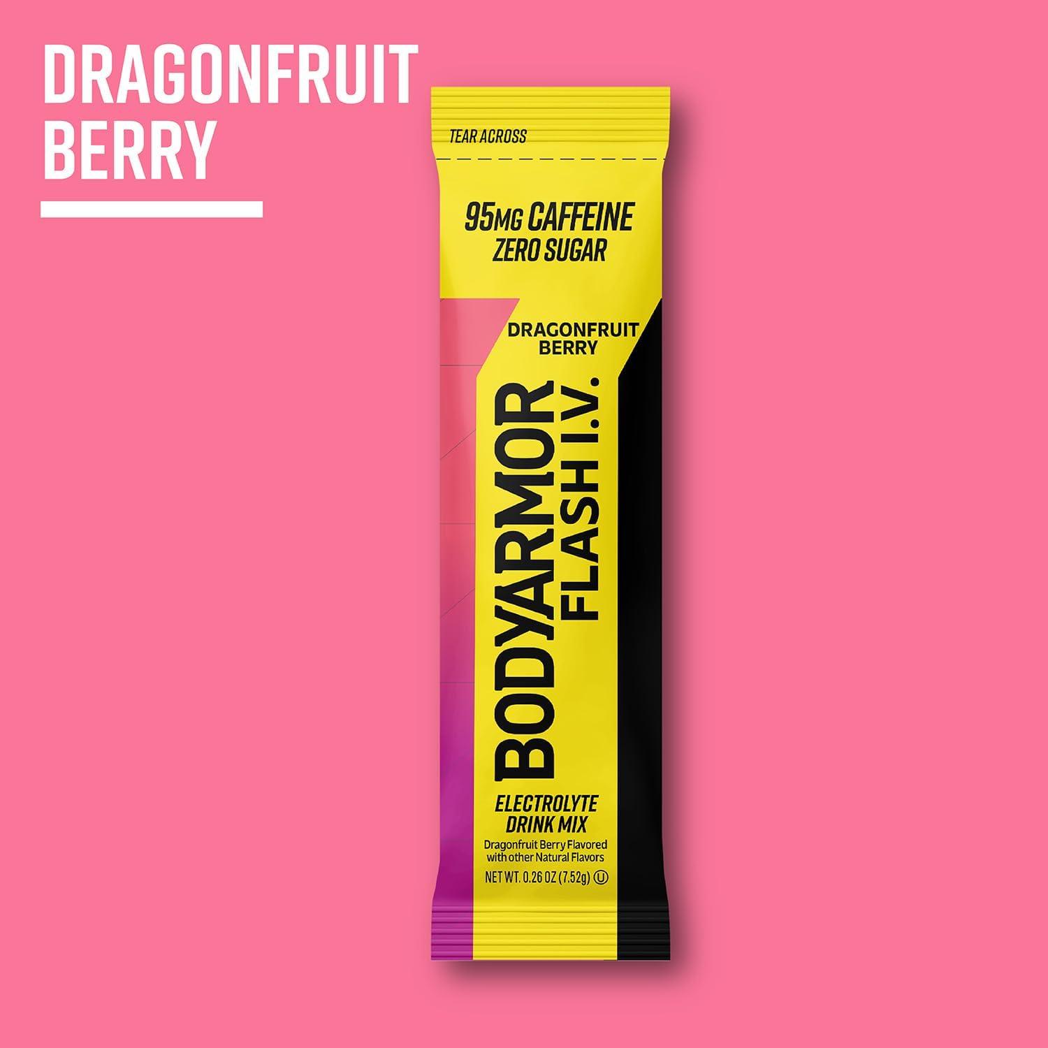 image:imageBODYARMOR Flash IV Lot de 6 paquets dlectrolytes sans sucre mlange boisson sans sucre poudre deau de noix de coco hydratation pour lentranement essentiels de voyage il suffit dajouterBaie de fruit du dragon cafine