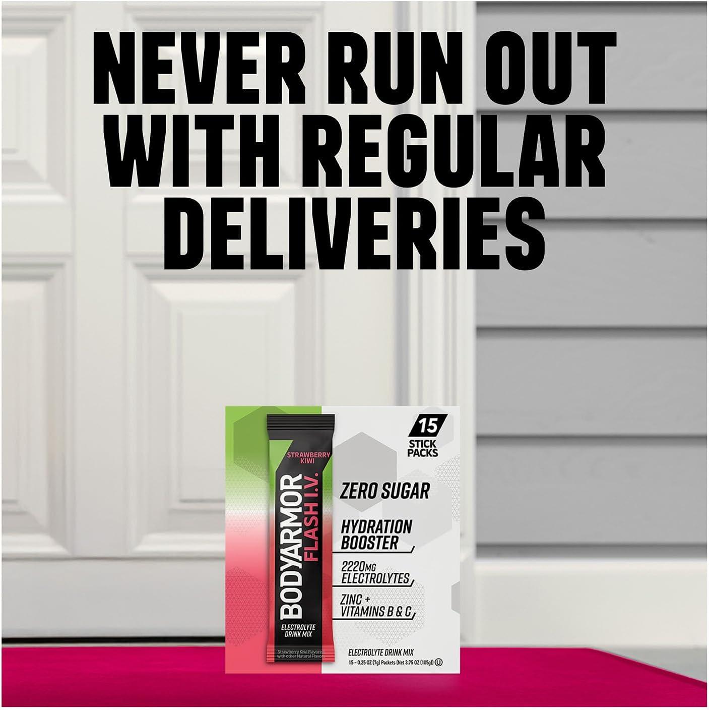 image:imageBODYARMOR Flash IV Lot de 6 paquets dlectrolytes sans sucre mlange boisson sans sucre poudre deau de noix de coco hydratation pour lentranement essentiels de voyage il suffit dajouterBaie de fruit du dragon cafine