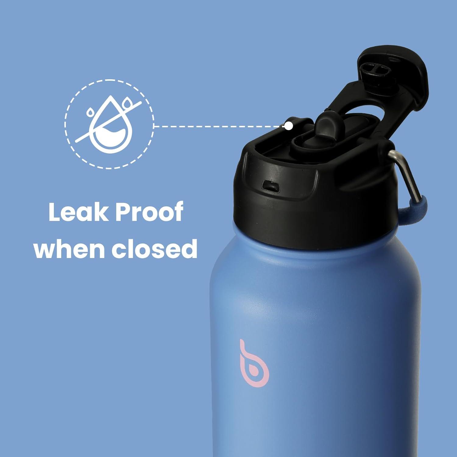 image:imageBOTTLE BOTTLE Bouteille deau isotherme en acier inoxydable de 946 ml avec paille et couvercle double usage pour salle de sport avec pilulier ciel tCiel t