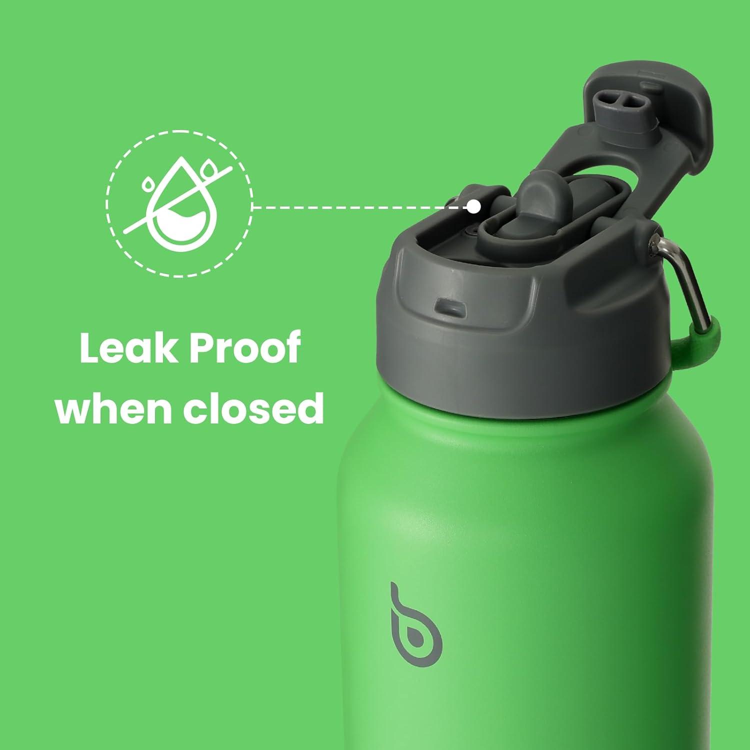 image:imageBOTTLE BOTTLE Bouteille deau isotherme en acier inoxydable de 946 ml avec paille et couvercle double usage pour salle de sport avec pilulier ciel tFort Dt