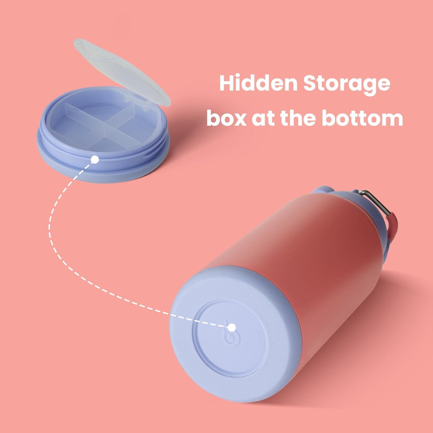 image:imageBOTTLE BOTTLE Bouteille deau isotherme en acier inoxydable de 946 ml avec paille et couvercle double usage pour salle de sport avec pilulier ciel tLavender Dream