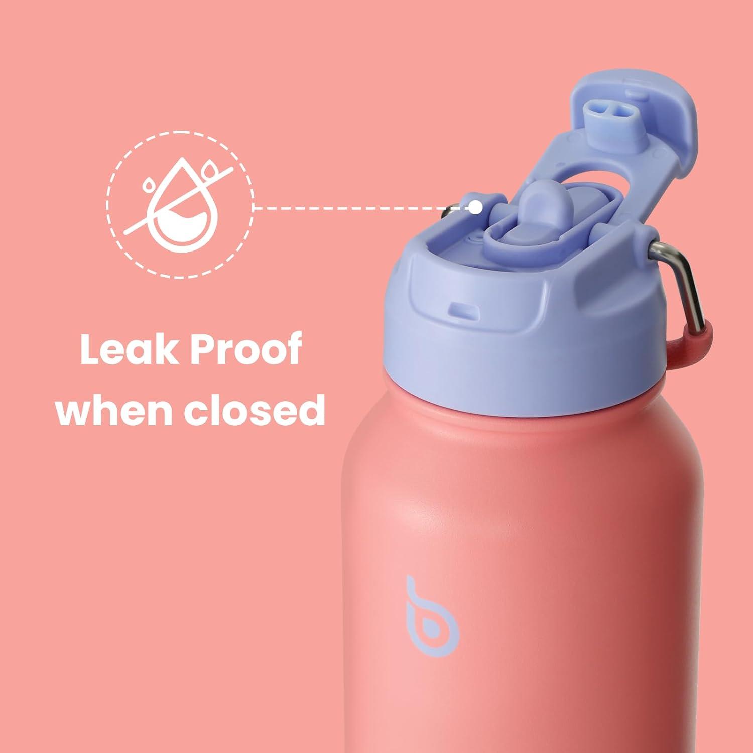 image:imageBOTTLE BOTTLE Bouteille deau isotherme en acier inoxydable de 946 ml avec paille et couvercle double usage pour salle de sport avec pilulier ciel tLavender Dream