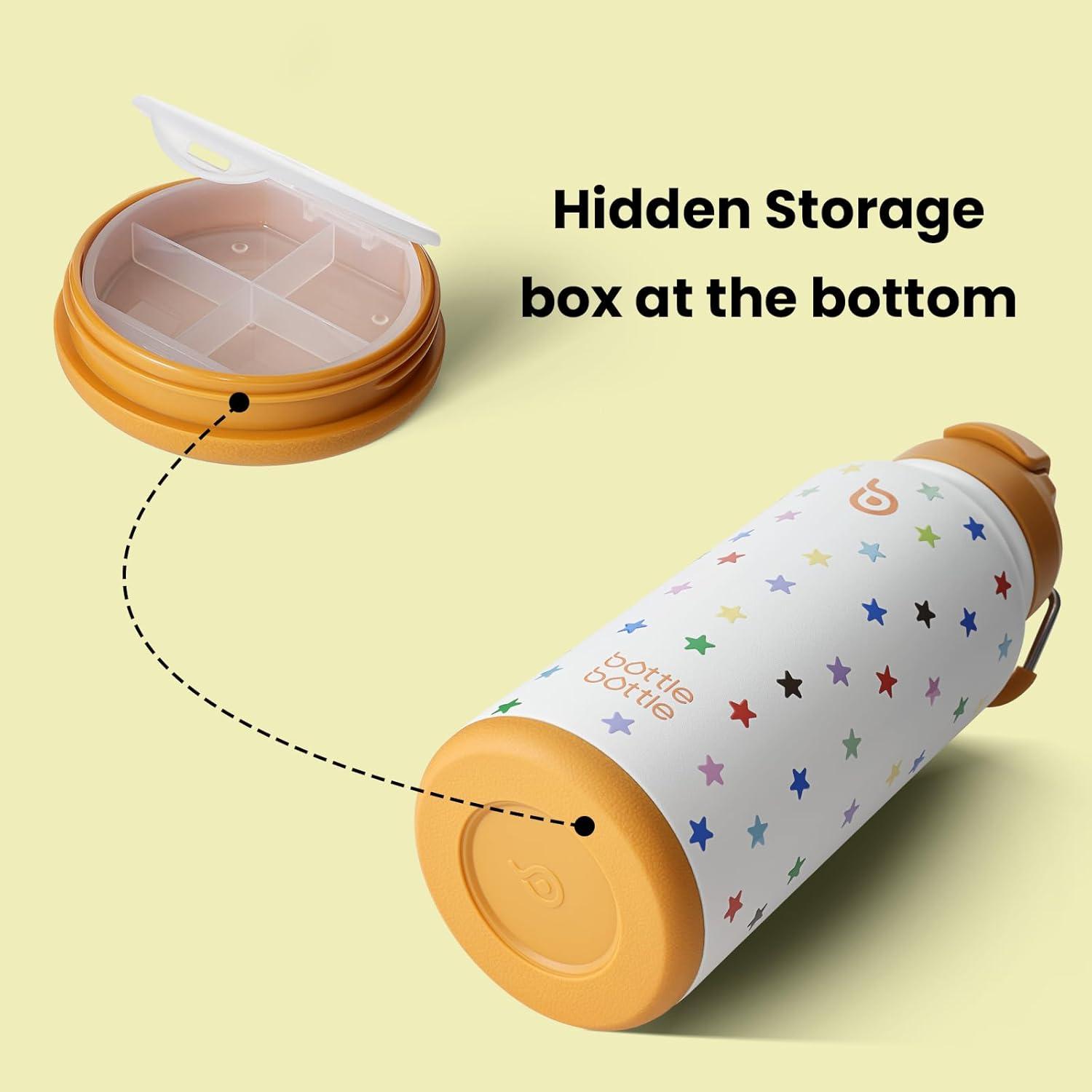 image:imageBOTTLE BOTTLE Bouteille deau isotherme en acier inoxydable de 946 ml avec paille et couvercle double usage pour salle de sport avec pilulier ciel tPop Stellaire