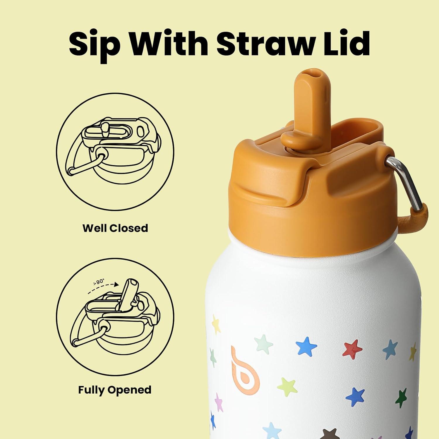 image:imageBOTTLE BOTTLE Bouteille deau isotherme en acier inoxydable de 946 ml avec paille et couvercle double usage pour salle de sport avec pilulier ciel tPop Stellaire