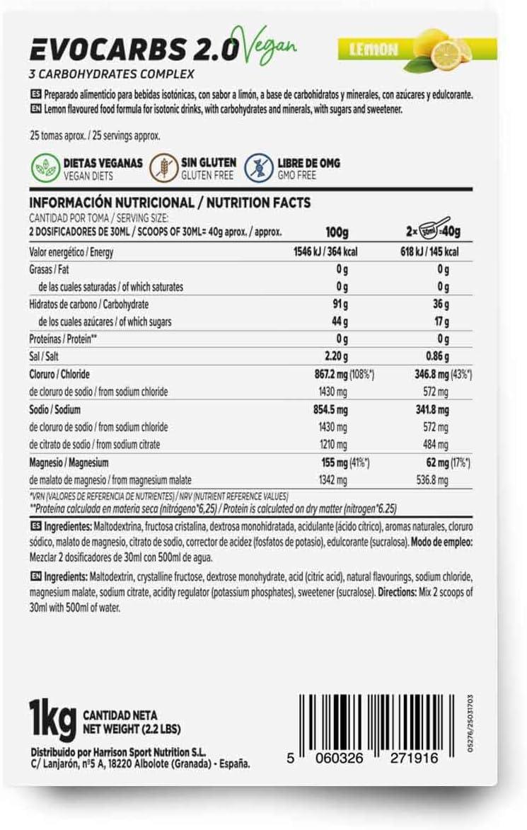image:imageBoisson Isotonique nergtique en Poudre pour les Sportifs Evocarbs 20 de HSN Rcuprateur avec des Glucides Maltodextrine Dextrose et Fructose Avec des Sels Minraux Saveur Citron 1 KgCitron