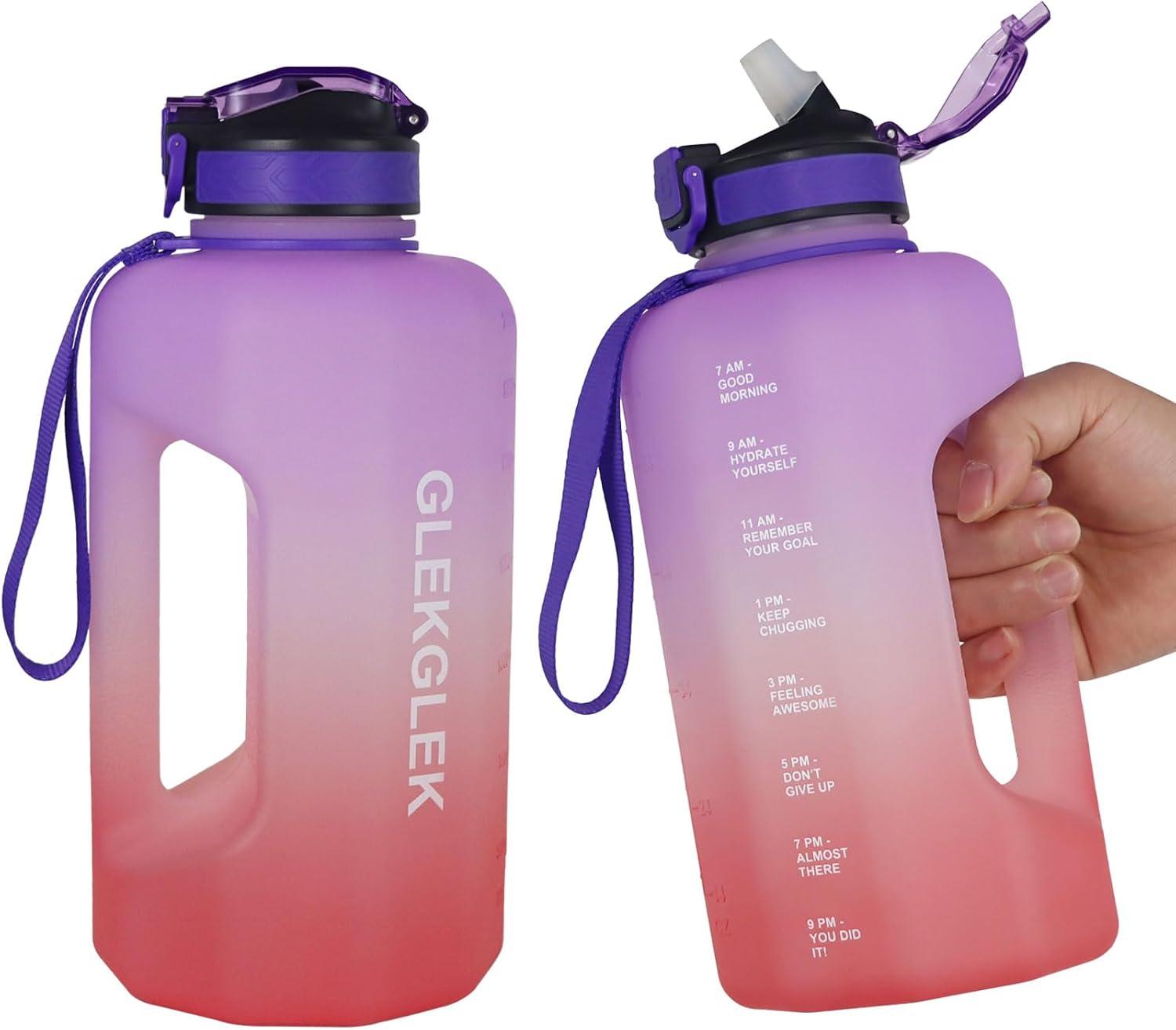 image:imageBouteille Deau Grande Capacit 22L Gourde de Sport Sans BPA Bouteille Motivation avec Marquage Temporel Gourde Fitness pour Activits Extrieures et Usage QuotidienViolet Rose