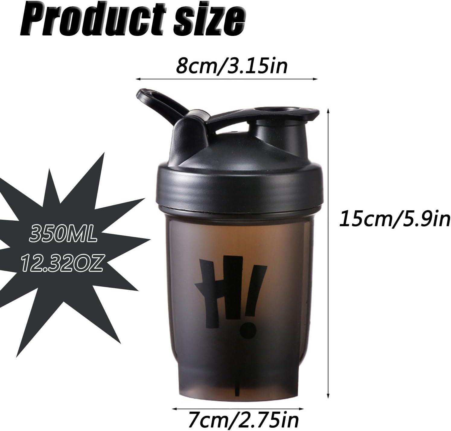 image:imageBouteille Shaker pour Protines 350ml avec Mixball Bouteille deau de sport en plastique tanche couvercle rabattable Bouteilles de boisson pour le gym le sport les supplmentsNoir
