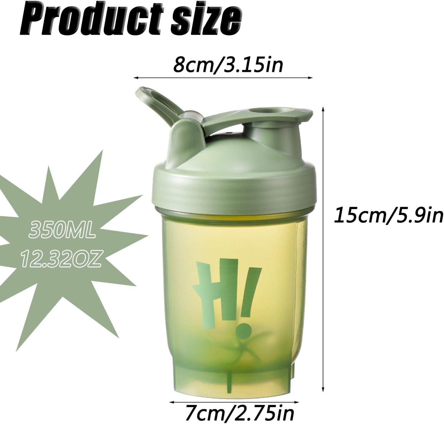 image:imageBouteille Shaker pour Protines 350ml avec Mixball Bouteille deau de sport en plastique tanche couvercle rabattable Bouteilles de boisson pour le gym le sport les supplmentsVert