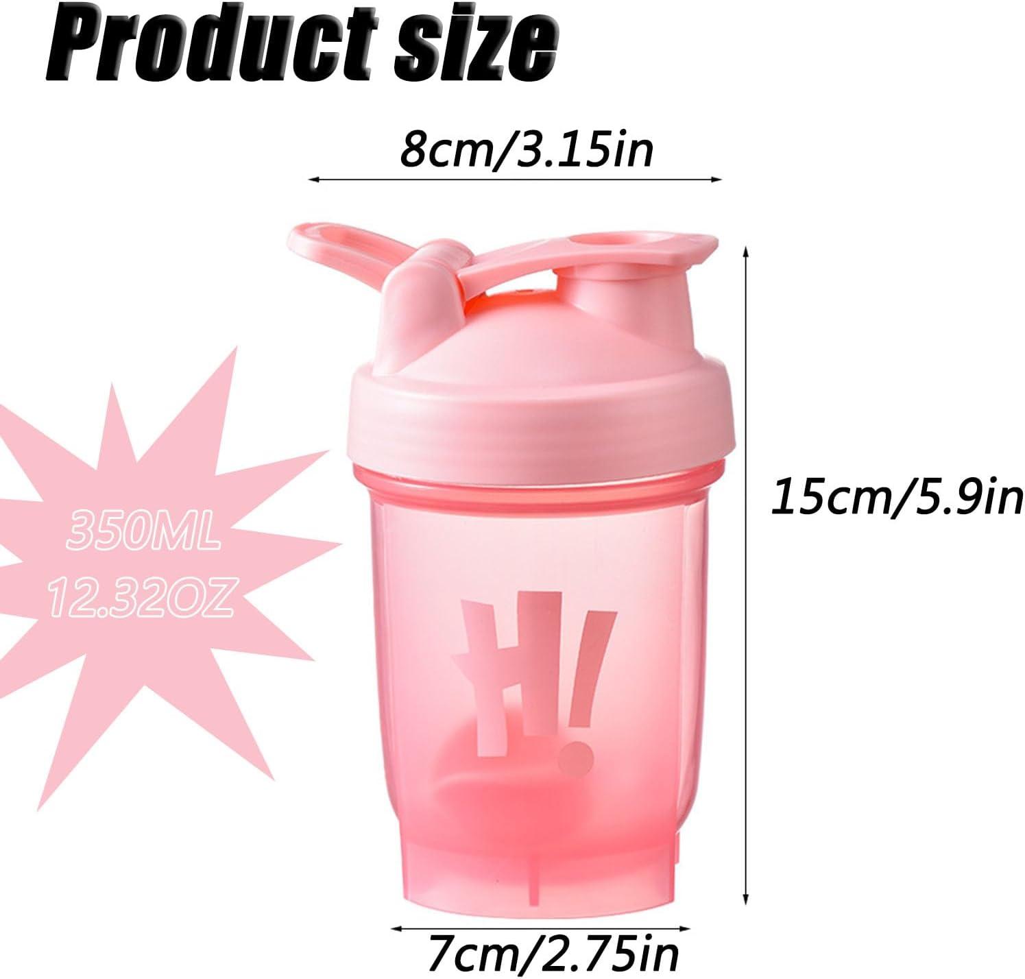 image:imageBouteille Shaker pour Protines 350ml avec Mixball Bouteille deau de sport en plastique tanche couvercle rabattable Bouteilles de boisson pour le gym le sport les supplmentsRose