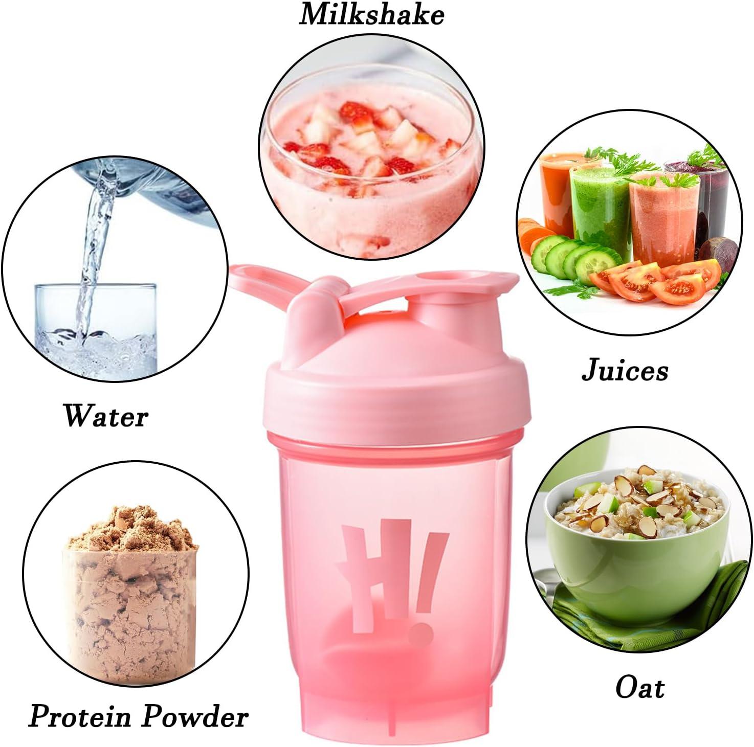 image:imageBouteille Shaker pour Protines 350ml avec Mixball Bouteille deau de sport en plastique tanche couvercle rabattable Bouteilles de boisson pour le gym le sport les supplmentsRose