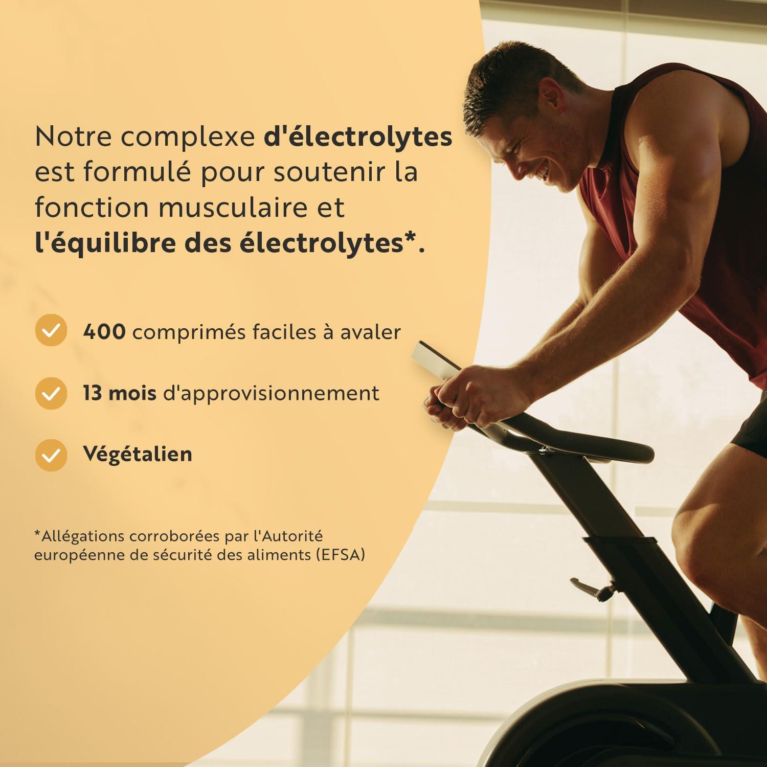 image:imageElectrolyte Complex 900mg 400 Comprims 1 An avec Magnesium Calcium Potassium Complment Alimentaire Fonction Musculaire EFSA Electrolytes Hydratation sans Sucre Nutravita400 unit Lot de 1