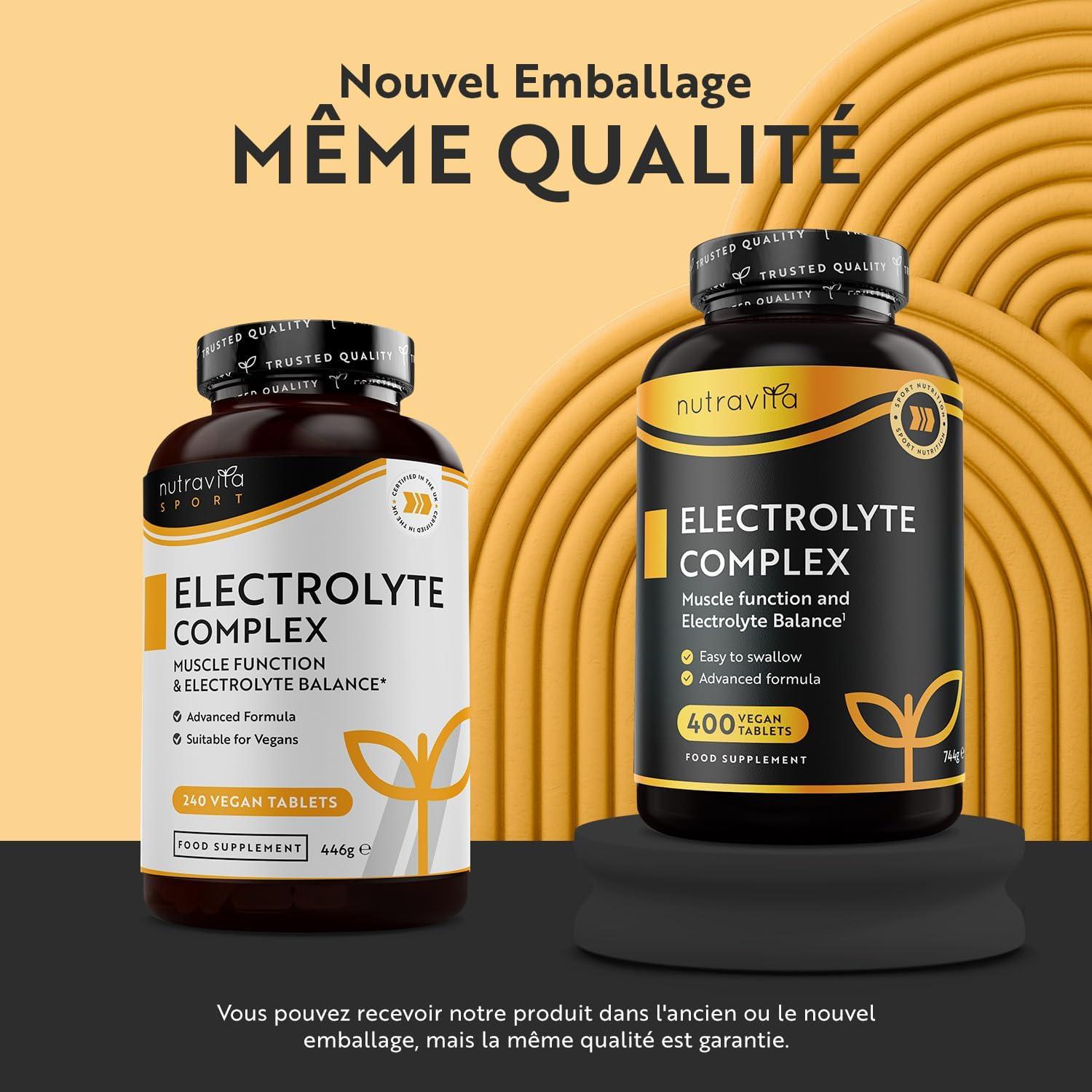 image:imageElectrolyte Complex 900mg 400 Comprims 1 An avec Magnesium Calcium Potassium Complment Alimentaire Fonction Musculaire EFSA Electrolytes Hydratation sans Sucre Nutravita400 unit Lot de 1