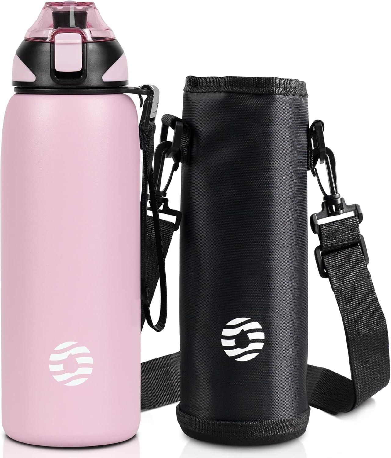 image:imageFJbottle Gourde en acier inoxydable de 1 l 800 ml 600 ml 400 ml sans BPA pour enfants bouteille deau antifuite thermos pour sport sport universit cole fitness extrieur vloRose